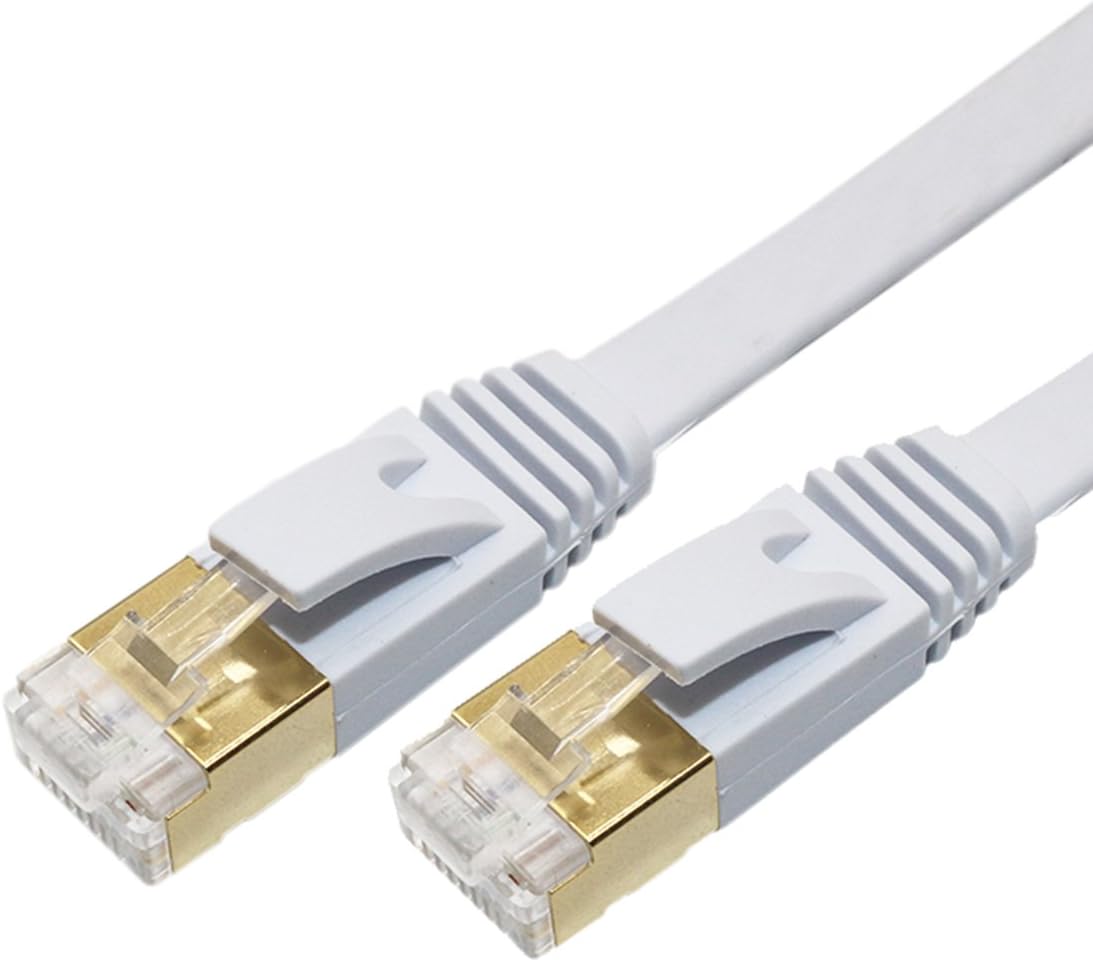 CAT7 RJ45 Patch Flat Ethernet LAN Network Cable (20 Meter, White)