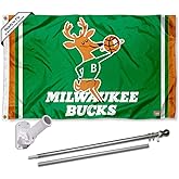 Milwaukee Bucks Hardwood Classics Retro Flag Pole and Bracket Set