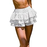 Aopwsrlyi Womens Lace Trim Ruffle Shorts Lolita Bloomers Y2k Layered Frilly Puffy Shorts Sexy Boy Shorts Bubble Skirt