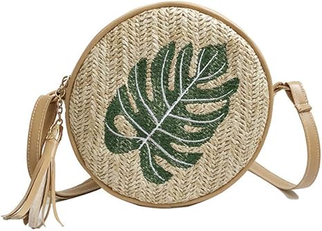 round woven crossbody bag