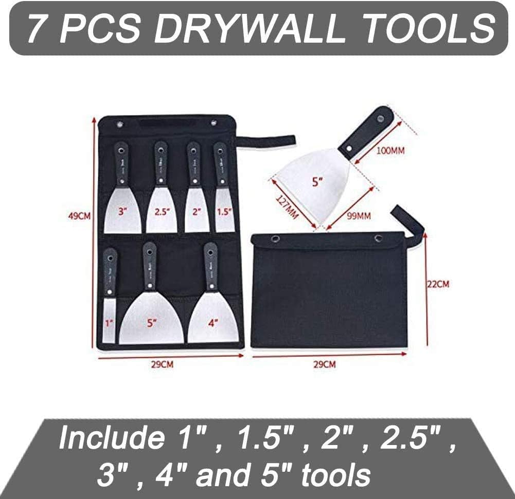 7Pcs Filling Knife Set Flexible, Wallpaper Scraper Stainless Steel Putty Knife Filler Knifves, Wall Filler Paint Scraper Tool - Image 3