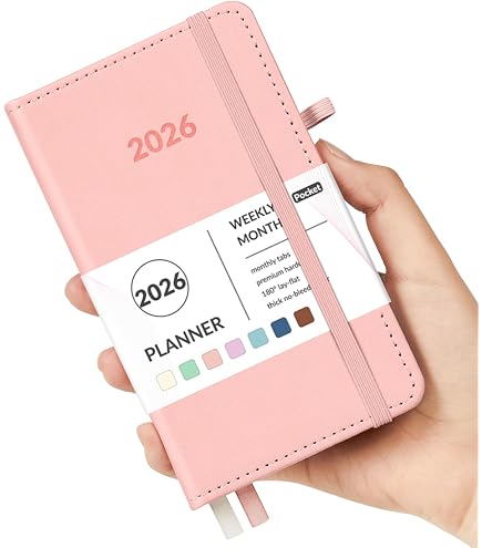 Calendrier De Poche 2025-2026 - Format 17x9.4 Cm, Couverture PVC, Janvier 2025 à Décembre 2026, Organisateur