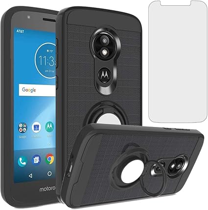 Amazon Asuwish Motorola Moto E5 Play E 5 Cruise 5e Go ケース 強化ガラススクリーンプロテクター カバーとスタンドリングホルダー 携帯電話アクセサリー Motoe5play Motoe5 E5play用 メンズ ブラック Asuwish ケース カバー
