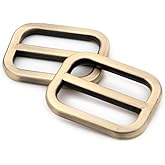 Loosco Flat Metal Adjuster Belt Sliders, 10 PCS Buckle Triglide for Strap Keeper Leathercraft Bag Belt Adjuster (Brushed Brass,1")