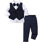 YOUNGER TREE Toddler Boy Clothes Suit Gentleman Wedding Outfits Baby Formal Dress 4-Piece Set