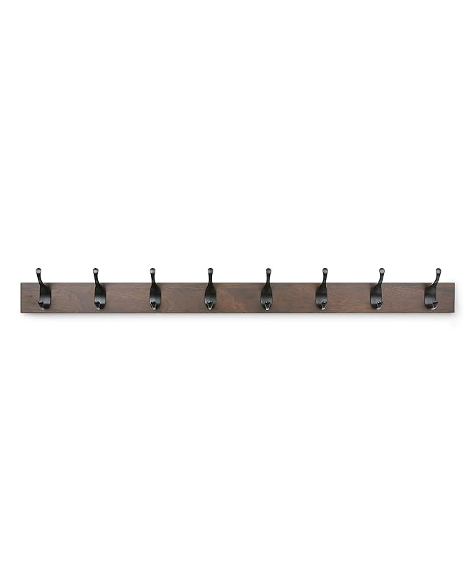 AmazonBasics Wall Mounted Coat Rack 8 Modern Hook, Walnut Amazon.co