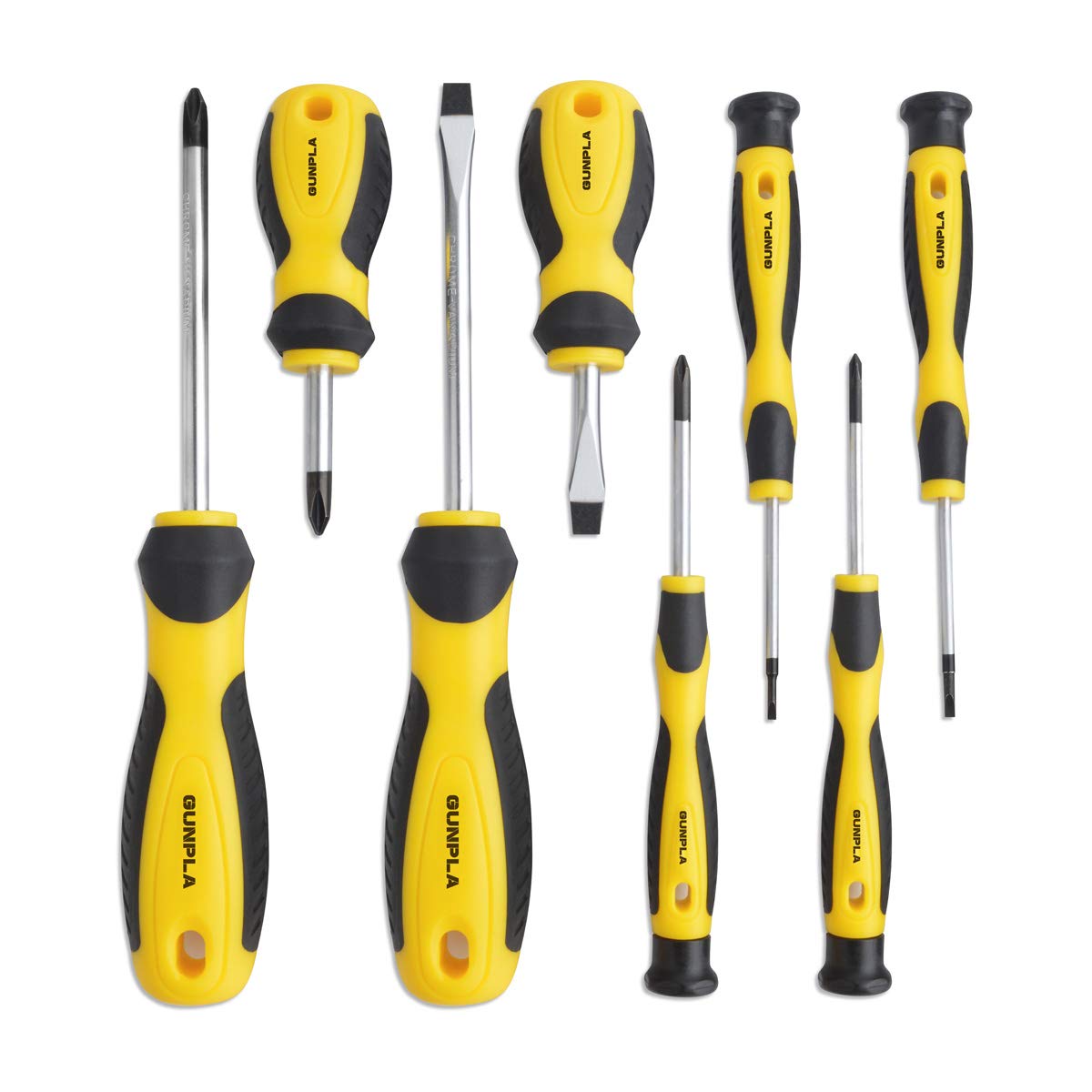 Gunpla 8 Pieces Magnetic Screwdriver Set, Heavy Duty Chrome Vanadium Phillips Slotted Precision Screw Driver Repair Tools with Non Slip Handle Professional Kit for TV, Laptops PC, Furniture Assembly