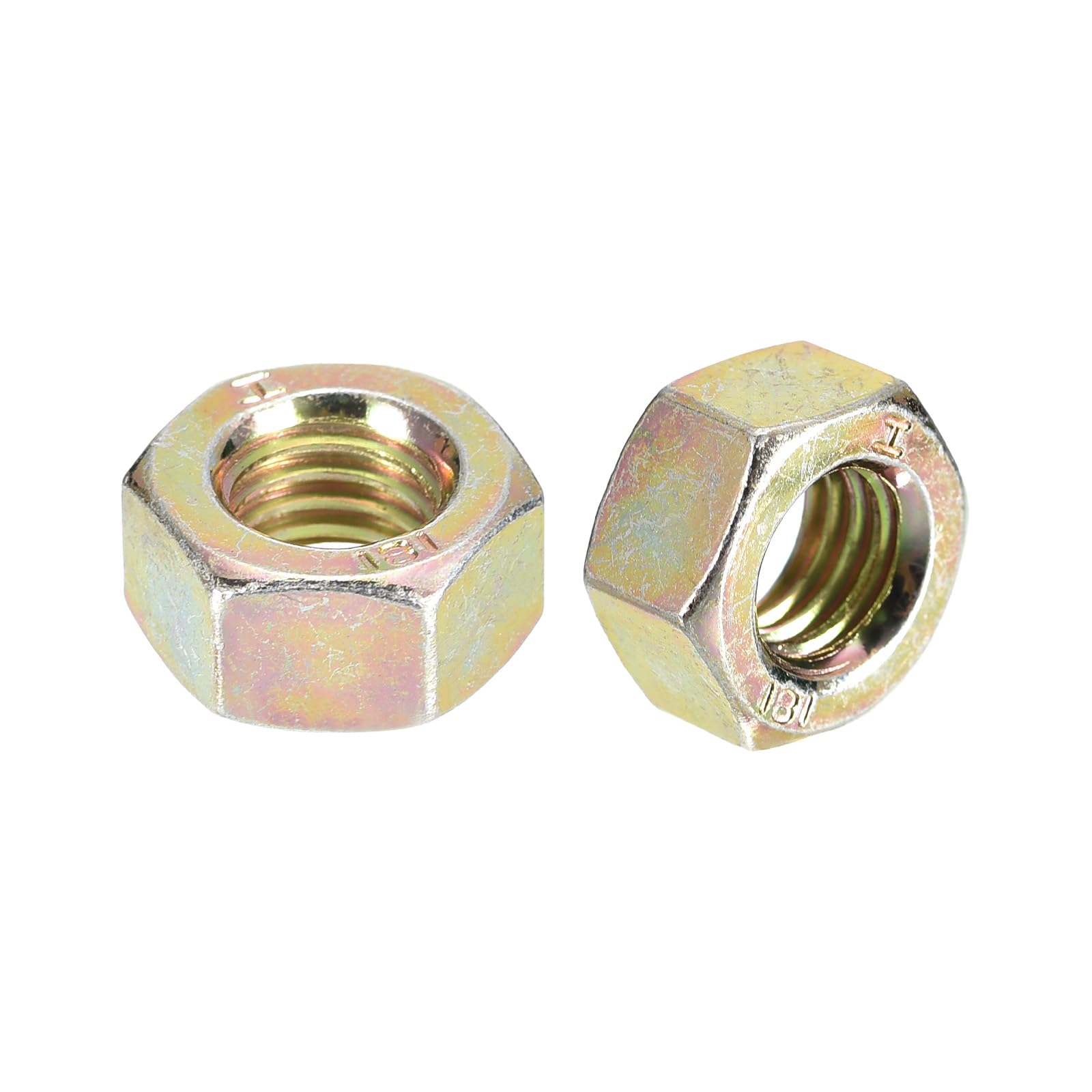 METALLIXITY Hex Nuts (M18x2.5mm) 10Pcs, Carbon Steel Metric Coarse Thread Zinc Plated Hexagon Nut Hardware - for DIY Home Repair Machinery, Yellow Zinc