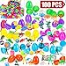100 Pieces Filled Easter Eggs with Toys,Bright Colorful Prefilled Plastic Surprise Eggs-Perfect for Kids Easter Egg Hunt Party Favors