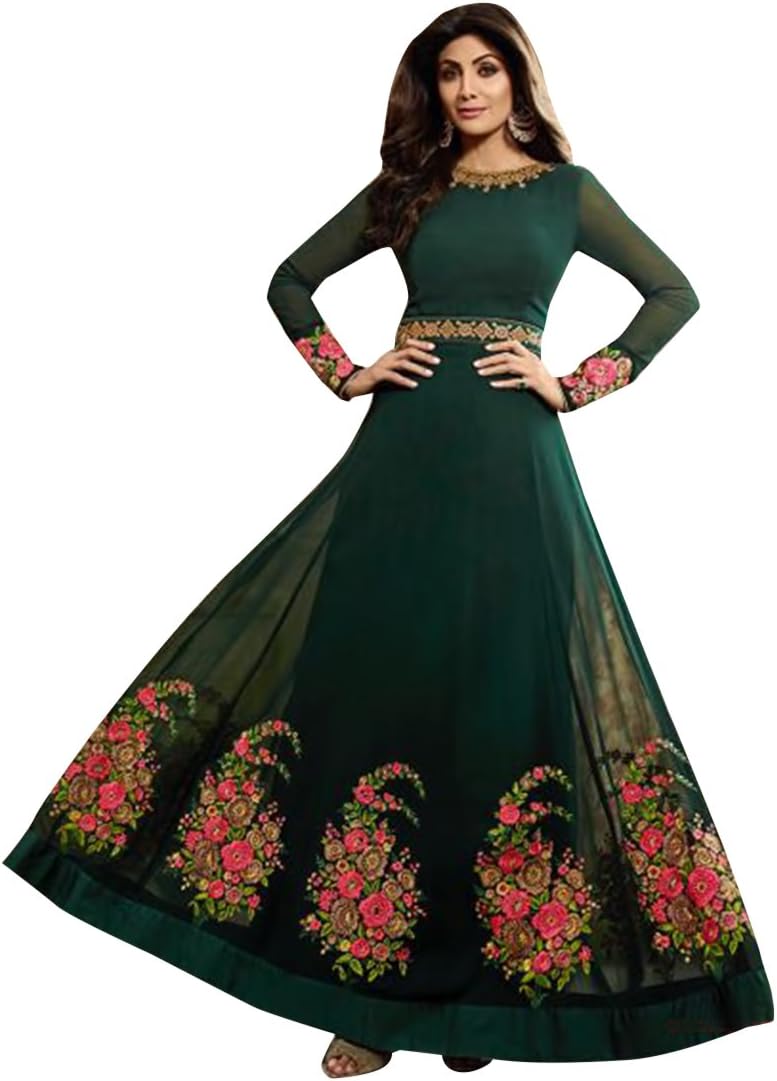 womens Shilpa Bollywood Designer New Launch Anarkali Salwar Kameez Gown Long Heavy Wedding Ceremony Party Wear By 28 Plus Green