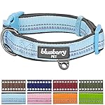 Blueberry Pet 8 Colors Soft & Comfy 3M Reflective Pastel Color Padded Dog Collar, Baby Blue, Small, Neck 12"-16", Adjustable Collars for Dogs