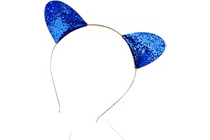 MERROYAL Glitter Cat Ears Headband Costume Cat Ears Halloween Costume Ears Fancy Ears (Blue)
