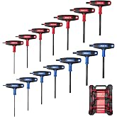 XOOL 14PCS T Handle Allen Wrench Set, Metric &amp; SAE Hex Key Set, Long Arm Hex Key Wrench Set with Portable Organizer