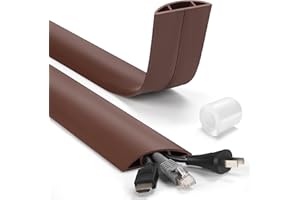 4ft Cord Hider Floor, LZEOY Heavy Duty Cord Covers for Wires on Floor, Brown Floor Cable Management, Hide Cord Cover Floor, Electrical Cable Hider Cord Protector Floor, Cable Cavity: 0.78" W x 0.32" H