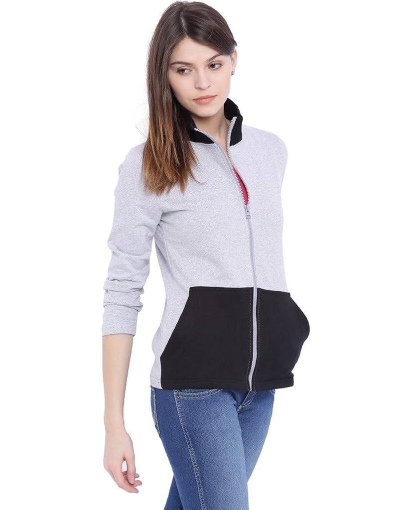campus sutra women grey zipper jacket