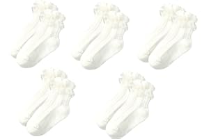 Gwenvenni Toddler Girls Double Ruffle Lace Trim Cotton Socks Frilly Dress Socks 5-Pack