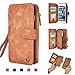 Cornmi iPhone 8 Plus Case, Leather Wallet Case 14 Card Slot Wristlet / Shoulder Strap Flip Stand Zipper Purse Detachable Magnetic Cover for iPhone 8 Plus 5.5 inch (Brown)