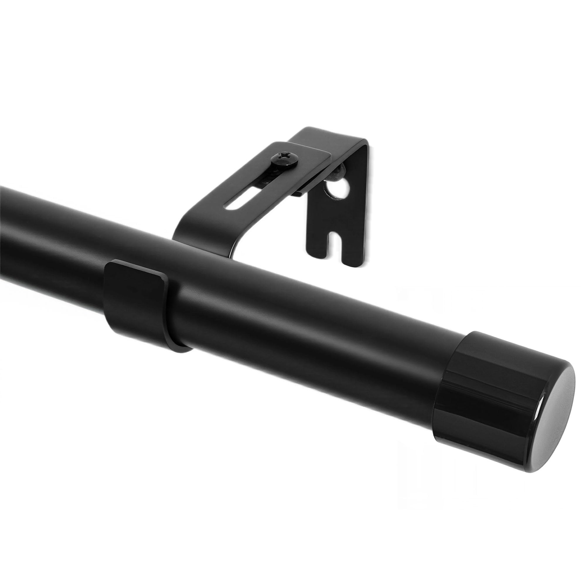 Deconovo 25mm Extendable Curtain Poles for Eyelet Curtains, 76-238cm Black Curtain Rods with Cap Finials, Voile Curtain Pole for Living Room, 76-238cm, Black