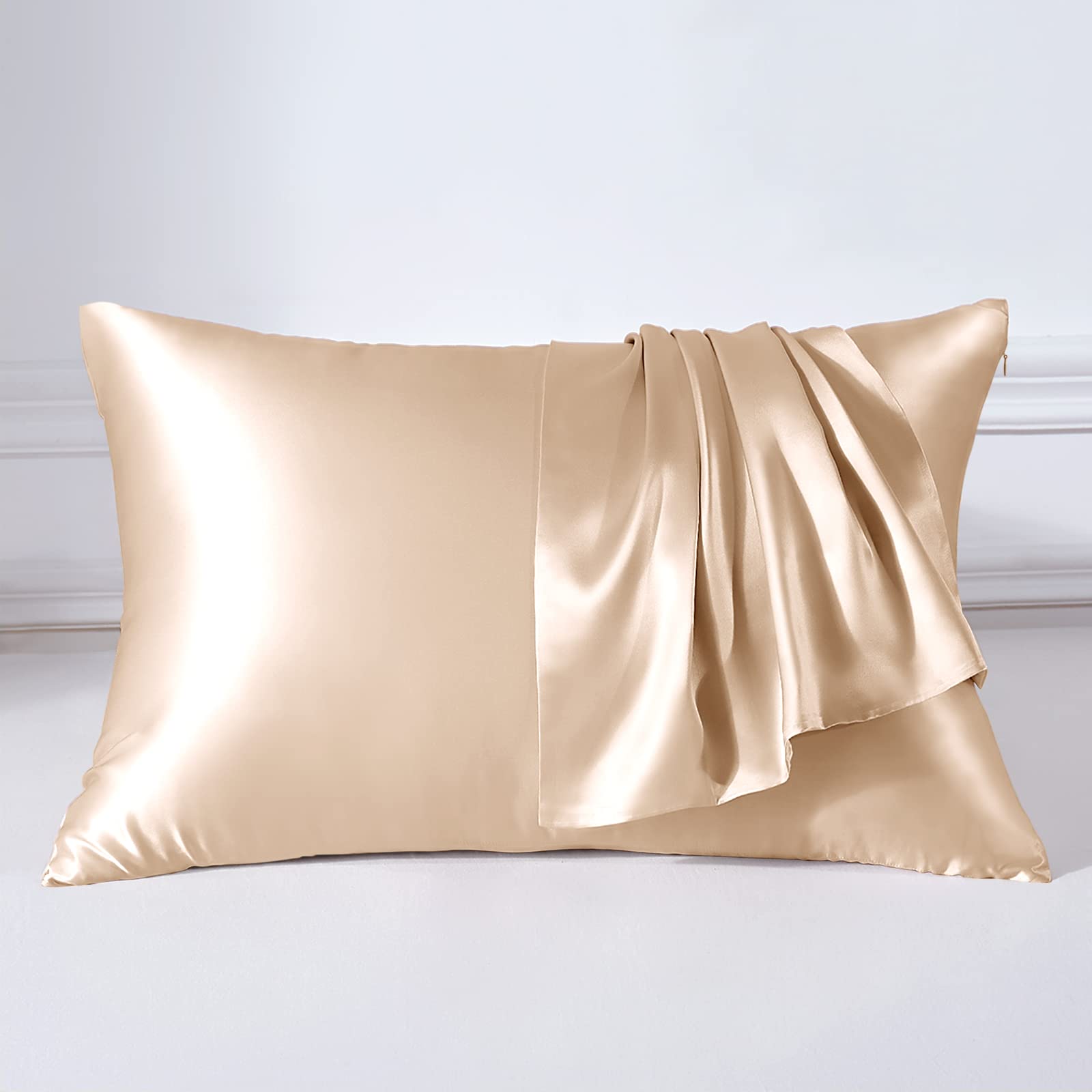 THXSILK 22 Momme Silk Pillowcase - 100% Silk Pillowcase Sofa Cushion Cover - Anti Mite Zip Silk Pillowcase - Champagne 50 x 75 cm — image 1
