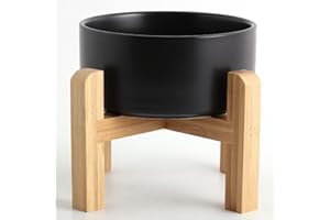 Petygooing Black Elevated/Raised Ceramic Dog Bowl for Small Breeds, Dog Food Water Dish with Stand,Pet Feeding Bowl with Anti Slip Rubber for Cats and Small Dogs Puppy 13.5 OZ (5.1In / 1.7 Cups)