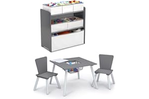 Delta Children 4-Piece Toddler Playroom Set, Grey/White