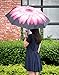 Oak Leaf Automatic Travel Umbrella, Auto Open/Close Foldable Rain Umbrella, Pink Flower - Waterproof, Windproof, Compact for Easy Carrying Totes -Durability Tested 5000 Times