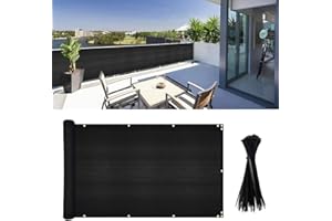Junkogo 4x16Ft Balcony Privacy Screen, Apartment Railing Cover for Sunshade Wind & UV Protection, Outdoor Privacy Fence Screen for Patio, Terrace, Porch & Poolside Protection (Black)