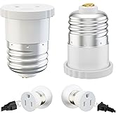 2 Pack, Light Socket to Plug Adapter, Convert Light Bulb Socket to Outlet Adapter (White).