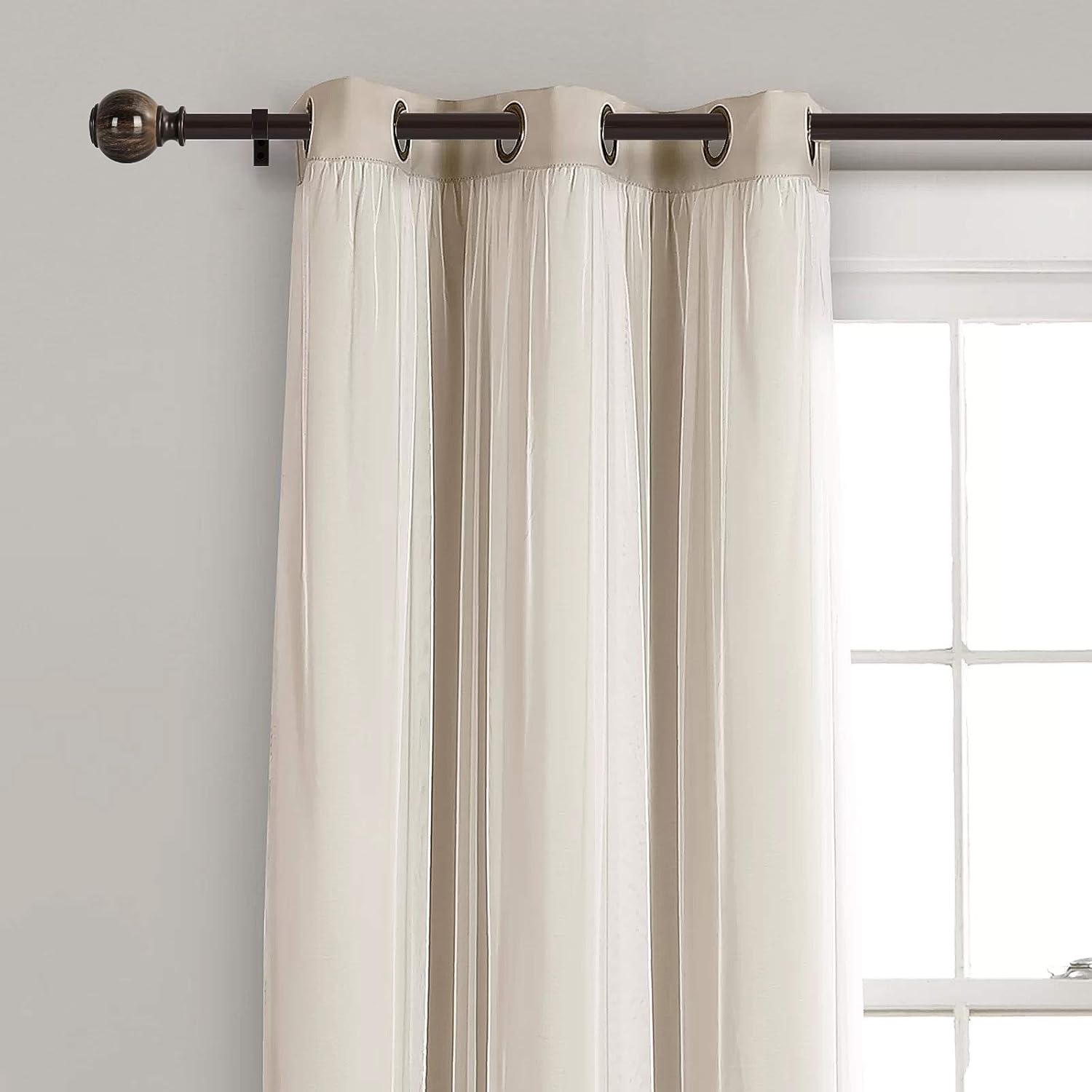 Oneach 2 Pack 48''-84'' Adjustable Curtain Rod 1'' Brown Extendable Metal Single Window Rod for Curatins with Decorative Imitation Marble Resin Twisting Finials Drapery Treatment Window Rods: Home Improvement