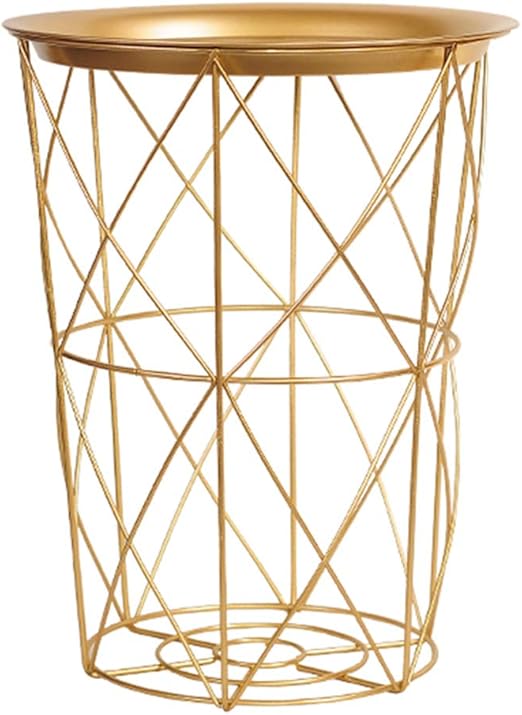 Modern Gold Metal Wire Side Table With Round Tray Top Coffee Sofa End Table For Living Room Bedroom Balcony Furniture Amazon Ca Home Kitchen