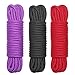 BONTIME All-Purpose Soft Cotton Rope - 32 Feet Length,1/3-Inch Diameter (Red, Black, Purple,Pack of 3)