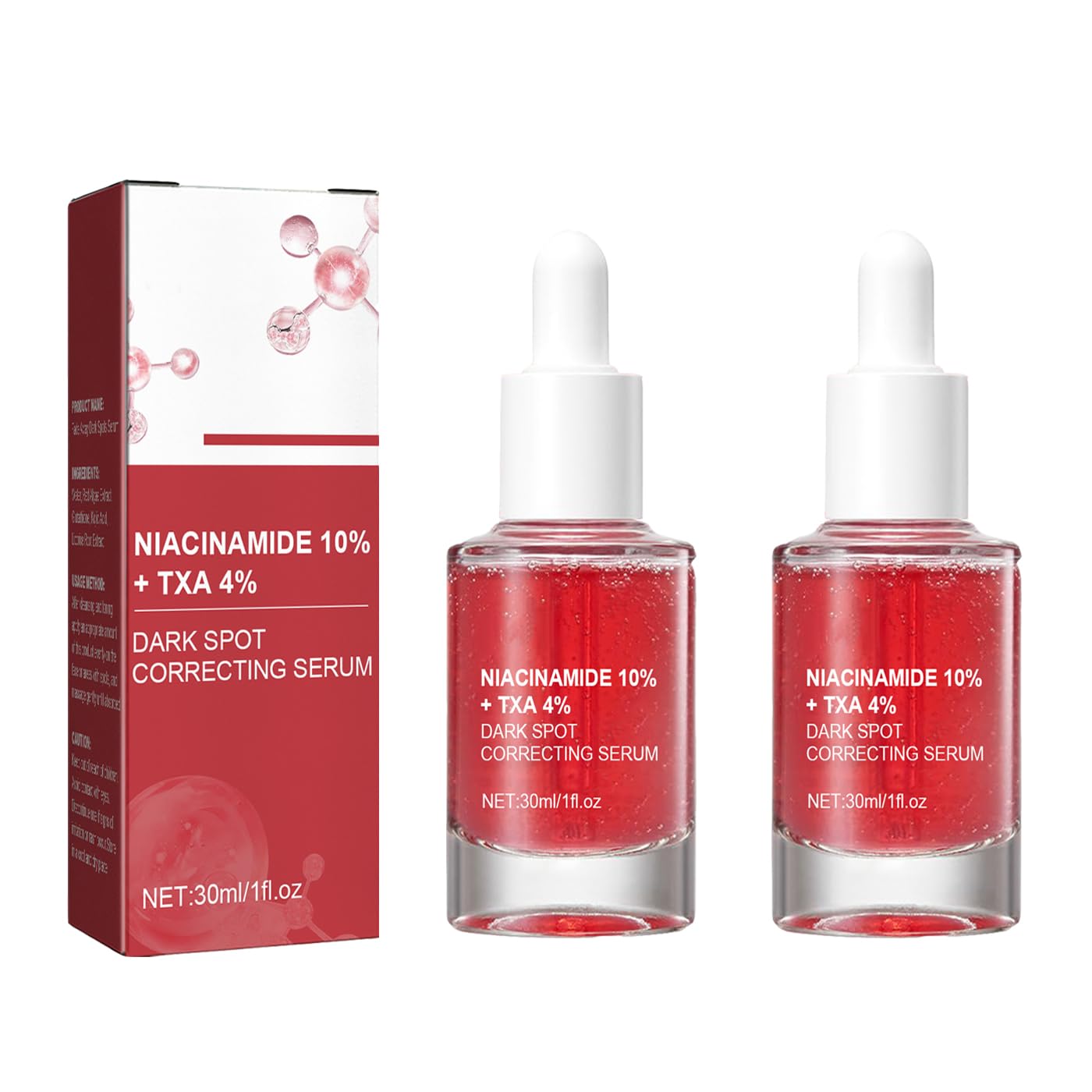 2pcs Dark Spot Correcting Serum, 10% Niacinamide+ 4% Tranexamic Acid, for Acne Scars, Post-Acne Marks, Hyperpigmentation and Even Skin Tone, Fragrance-Free
