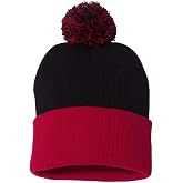 Sportsman Pom-Pom 12" Knit Beanie One Size Black/Red
