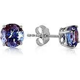 0.95 Carat 14k Solid White Gold Tanzanite Stud Earrings