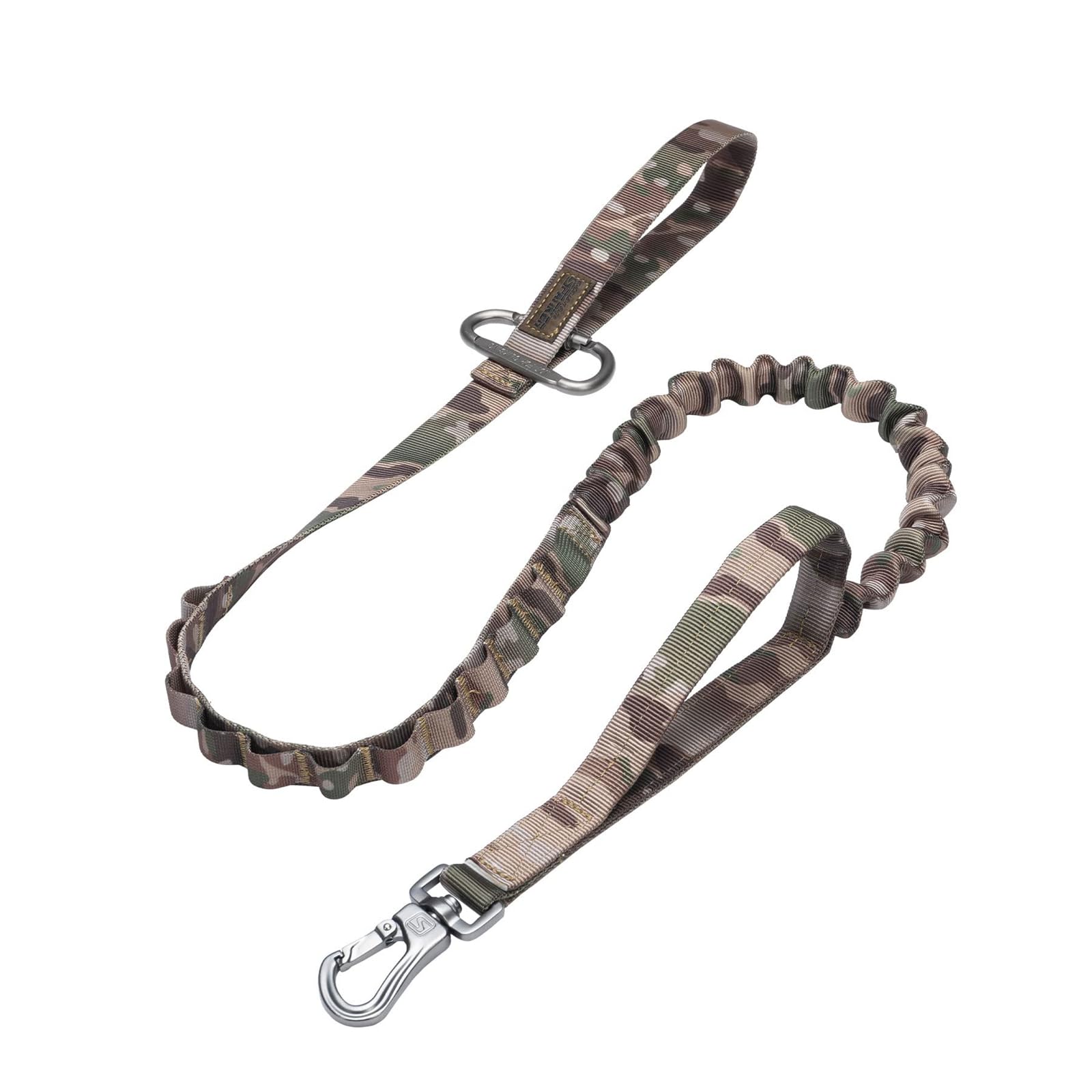 EXCELLENT ELITE SPANKER Tactical Bungee Dog Leash Military Adjustable Dog Leash Quick Release Elastic Leads Rope with 2 Control Handle(Camouflage)