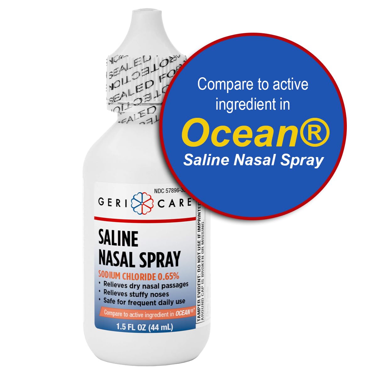 GeriCare Saline Nasal Spray 1.5 FL OZ Moisturizing Sodium Chloride 0.65% (Pack of 6)