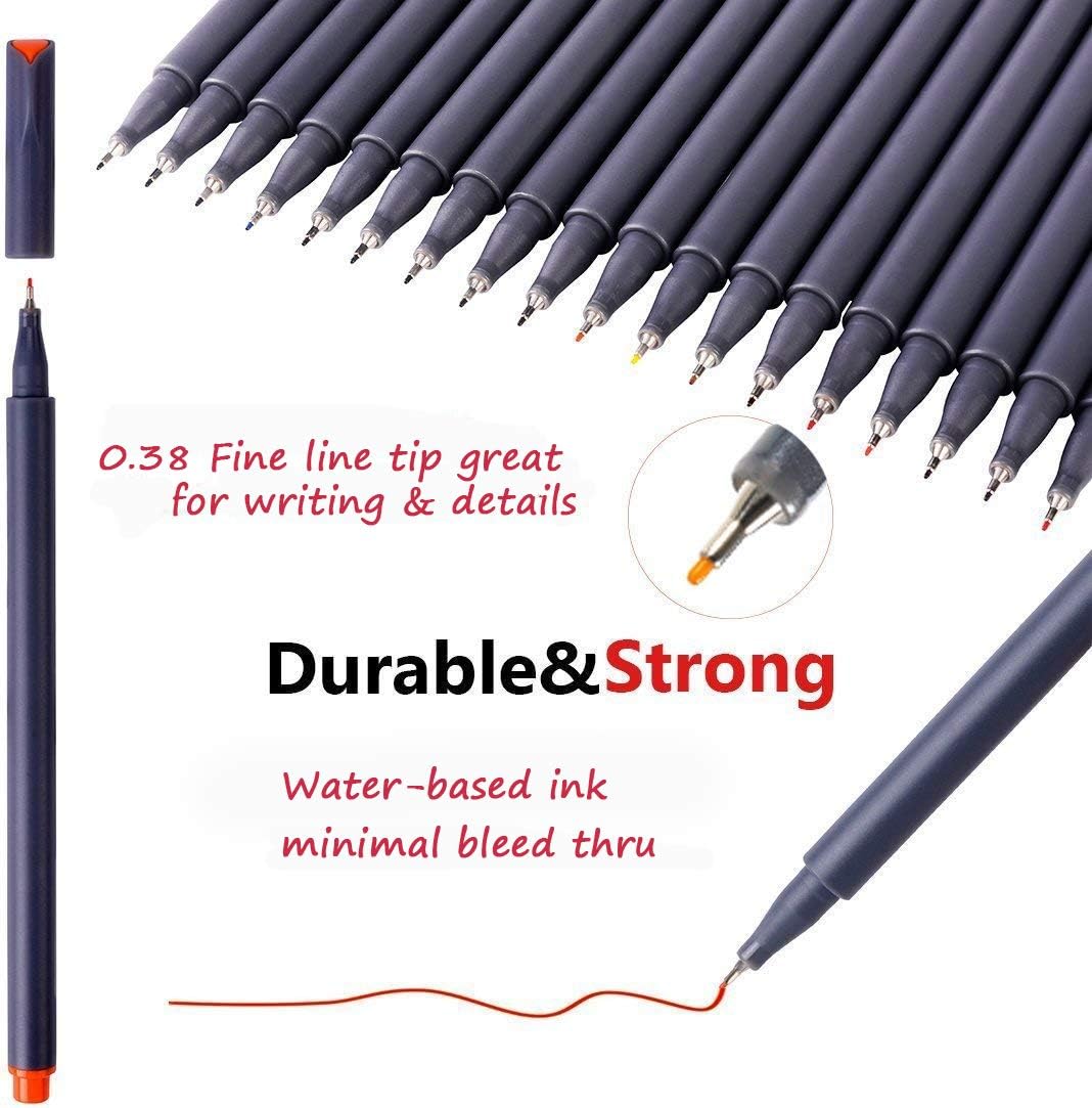 iBayam Colored Pens for Journaling Note Taking, 36 Vibrant Colors Fineliner Pens for Office School Teacher Student, Bullet Journal Planner Writing Coloring Drawing Pens Supplies, Fine Tip Art Markers : Office Products