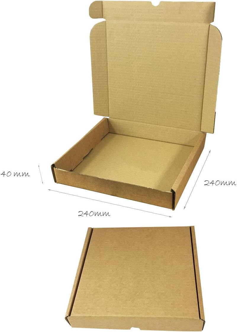 10 x Folding Lid Self Seal Postal Cardboard Boxes Royal Mail Large Letter/Packet Mailing Cartons Self-Lock Tuck-in Flaps/Flat Packed Easy to Assemble No Tape Or Glue Required (240 x 240 x 40mm)