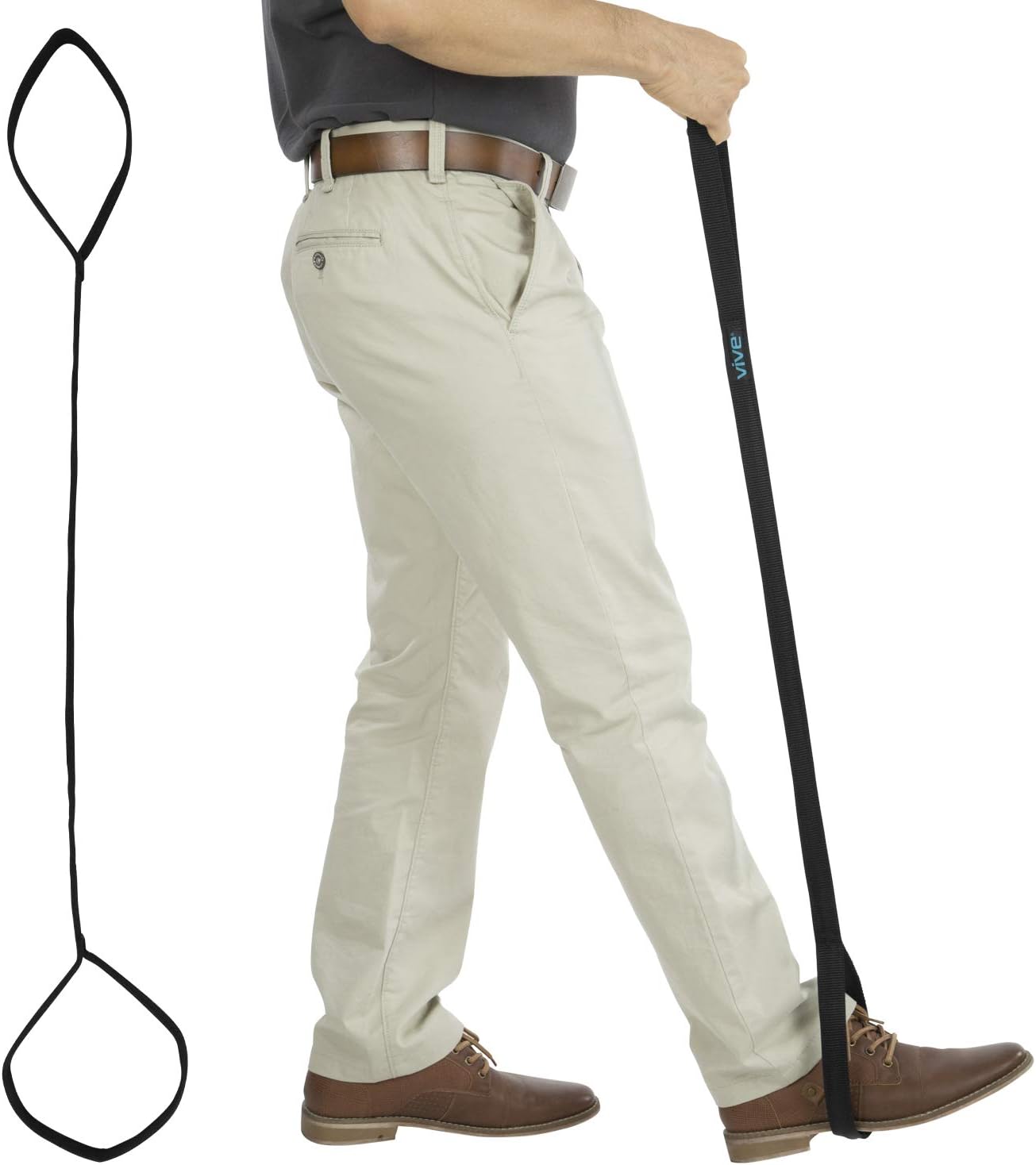 Vive Leg Lifter Strap (44 Inch) - Rigid Foot Loop, Hand Grip for Adult, Senior, Elderly, Handicap, Disability, Pediatrics - Long Band Mobility Aid for Car, Bed, Couch, Hip Replacement, Wheelchair: Health & Personal Care