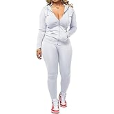 PINSV Women Two Piece Outfits Workout Sets Bodycon Tracksuit Long Sleeve Zip Up Hoodie Jacket Jogger Matching Sweat Pants Set