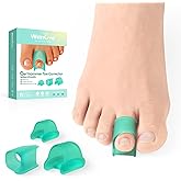 Welnove Hammertoe Corrector - 6 Pack Toe Splints - Soft Gel Toe Straighteners - Realign Bent, Curled, Crooked, Claw, Hammer Toes, 3 Different Sizes (Green)
