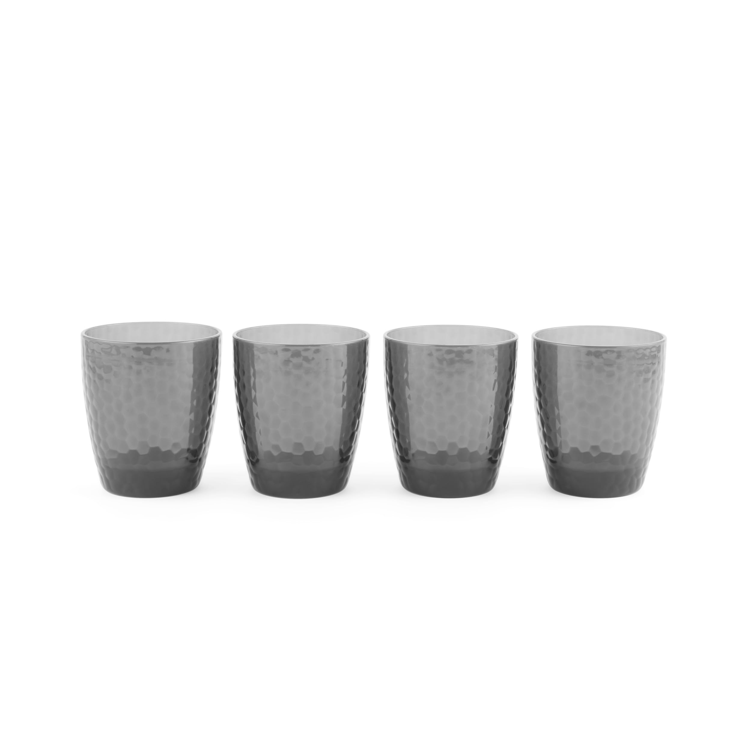 Cambridge CM07650GEU7 Fete Plastic Tumblers – 4 Pack Drinking Cups, Grey BPA-Free Children’s Glass Tumbler Set, for Garden, Picnics, Camping, Outdoor BBQs, Easy Clean, Diamond Design, Stackable