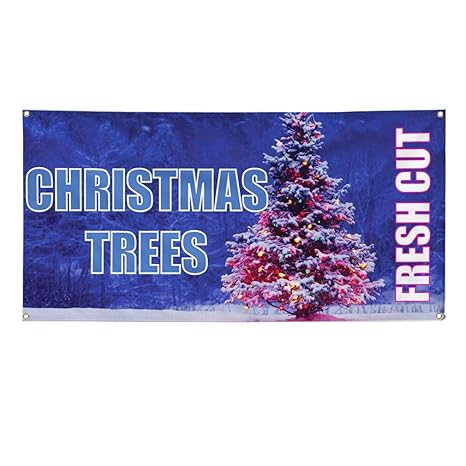 Amazon Com Vinyl Banner Sign Christmas Trees Fresh Cut Christmas