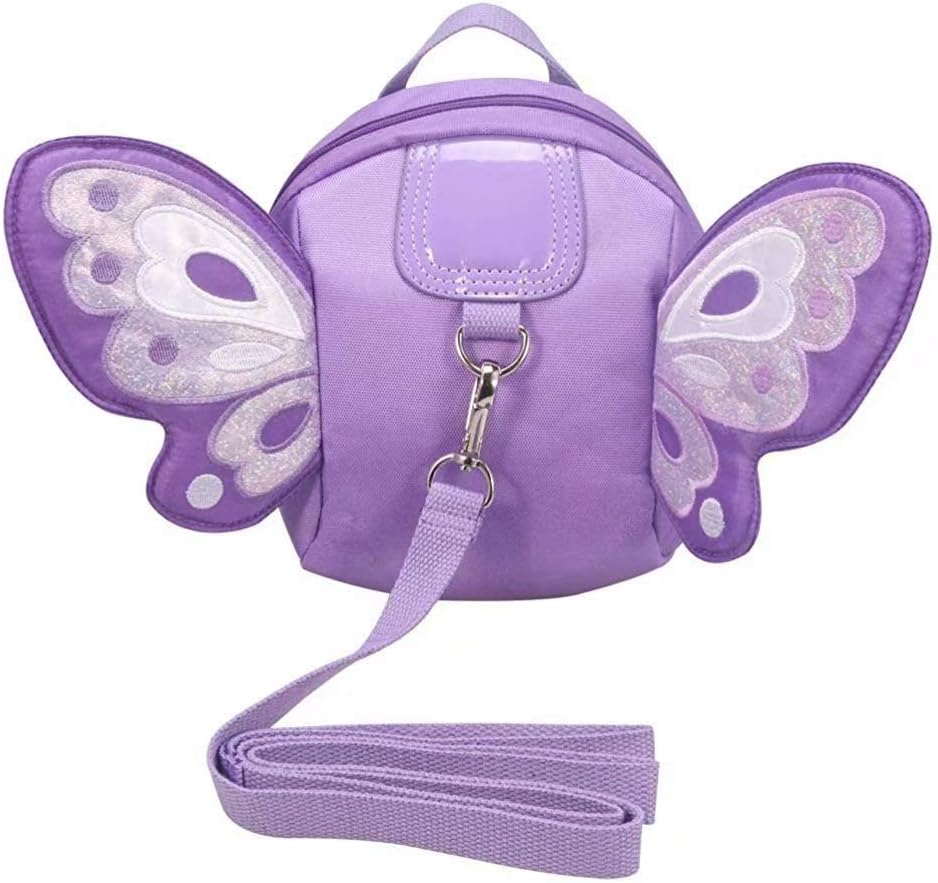 OMALOOBaby Walking Safety Harness Reins Belt Kid Child Toddler Backpack Bag with Butterfly Pattern for 1-3 Years Girls (Oxford Purple)