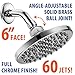 MegaRain Rainfall High Pressure 6 inch Shower Head by AquaSpa - Angle Adjustable Solid Brass Ball Joint - 40 Jets - Full Chrome Finish - Excellent Performance at High or Low Water Pressure