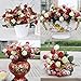 Hibery 7 Branch 21 Heads Artificial Fake Flowers Silk Rose Bouquet Wedding Home Office Floral Decor, Pack of 2 (White Pink)