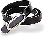 Women's Leather Belts Durable Waist Belt Oval Solid Gold Buckle Width 0.80" Waistband For Pants, Jeans