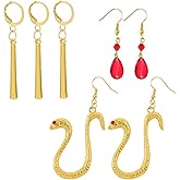 YouU Anime One P. Cosplay Jewelry Boa Hancock Pirate Empress Snake Earrings Red Teardrop Earring with Anime Stickers 23 pcs