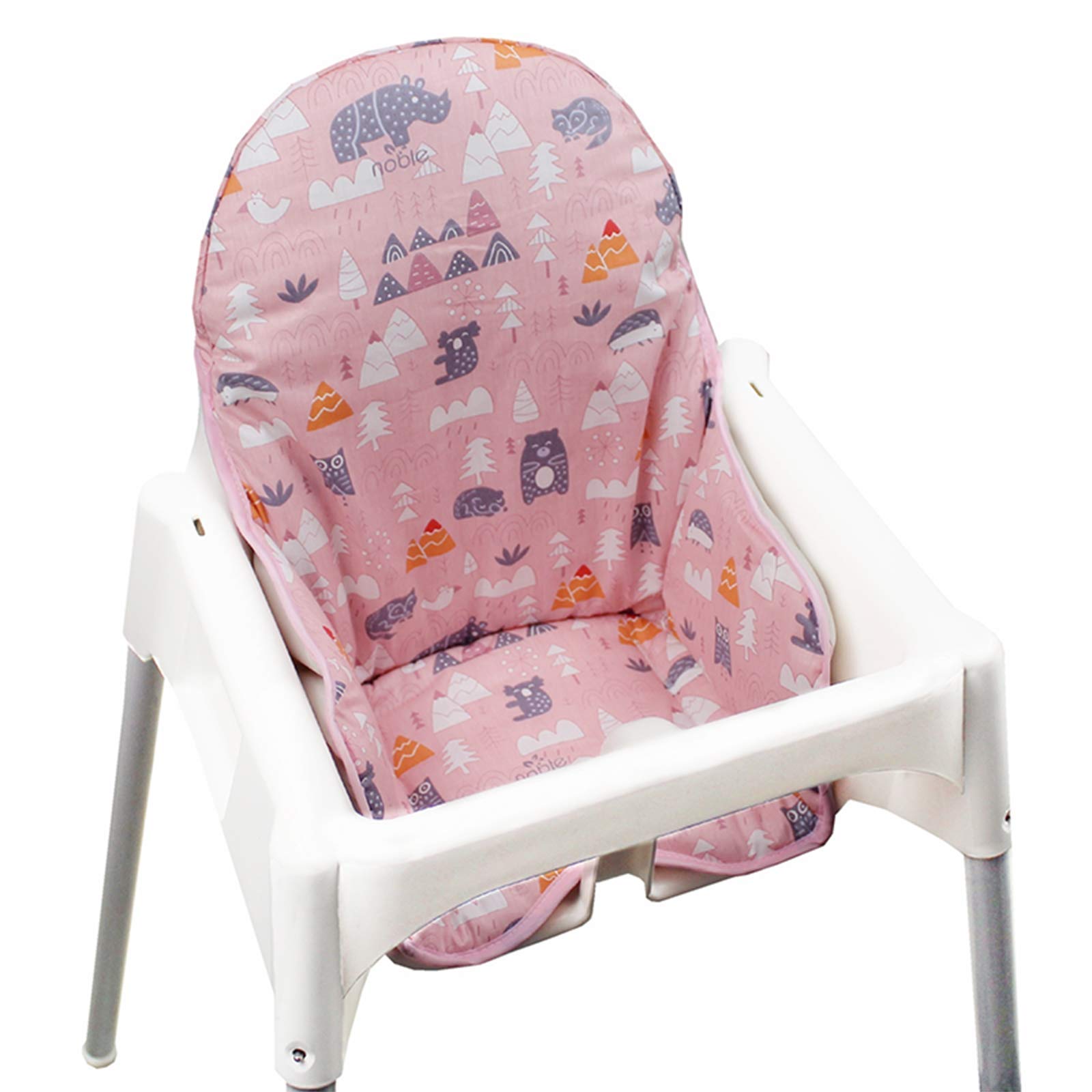 ZARPMA Cotton Seat Covers for IKEA Antilop Highchair, Foldable Baby Highchair Cover with Forest Pattern (Pink Forest)
