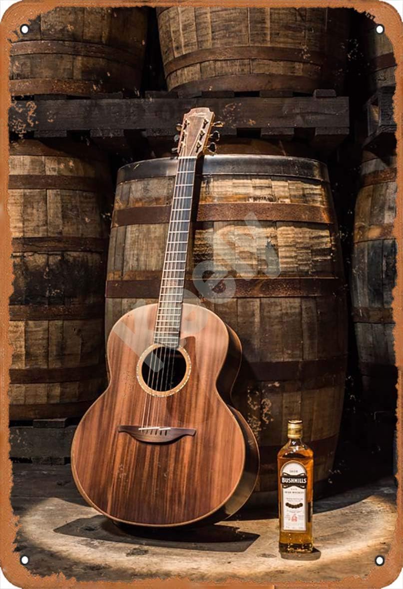 Keely Lowden Bushmills Guitar Made From Whiskey Barrels And Bogwood Metal Vintage Tin Sign Wall Decoration 12x8 inches for Cafe Coffee Bars Restaurants Pubs Man Cave Decorative